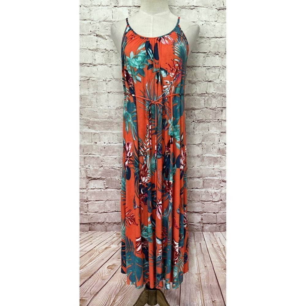 H&M MAMA Tropical Floral Sleeveless Midi Dress Casual Knit Maternity Size M